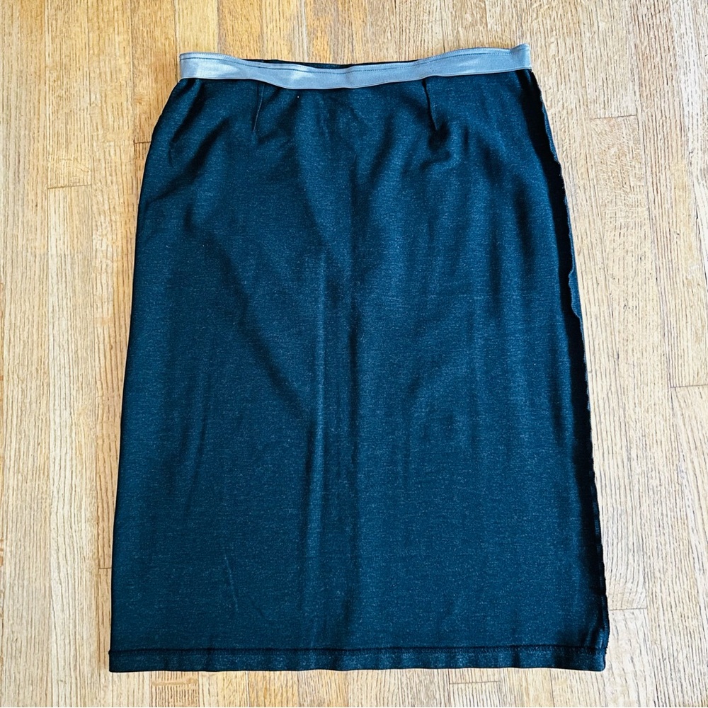 Vocabulary Gray Charcoal Heathered Elastic Waist Stretch Pencil Skirt, size L - Picture 6 of 7